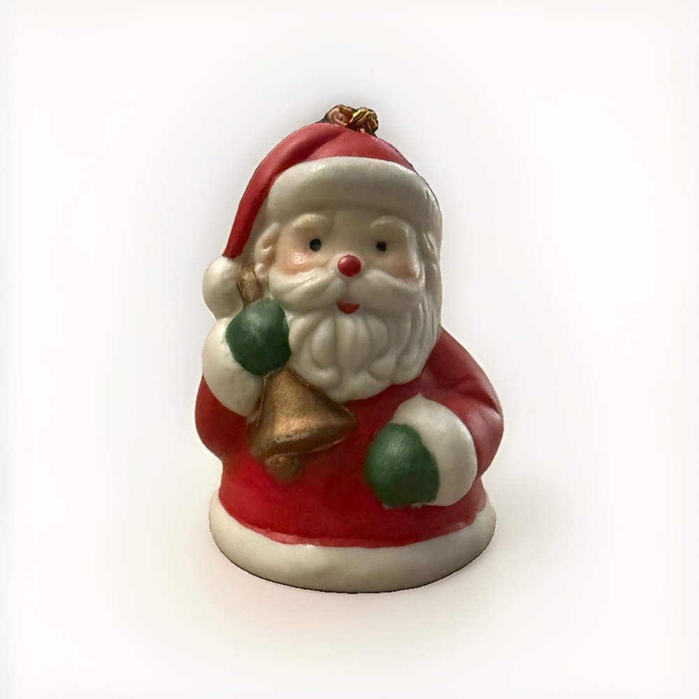 Vintage Santa Claus Bell Christmas Ornament Ceramic 1985 Giftco Taiwan